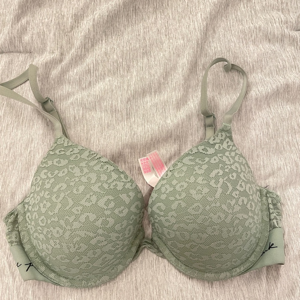 Green Victoria’s Secret Pink Push Up Bra 34C